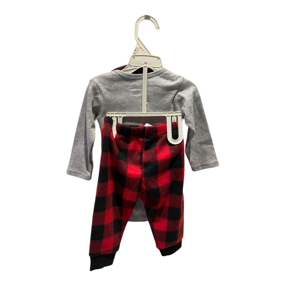 Chick Pea Infants 3 Piece Christmas Set  6-9 Months Bear Buffalo Plaid Winter - Picture 2 of 8